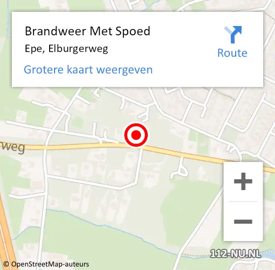 Locatie op kaart van de 112 melding: Brandweer Met Spoed Naar Epe, Elburgerweg op 21 oktober 2020 23:12