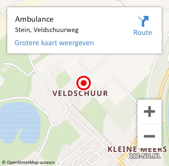 Locatie op kaart van de 112 melding: Ambulance Stein, Veldschuurweg op 22 mei 2014 13:03