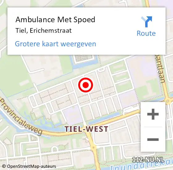 Locatie op kaart van de 112 melding: Ambulance Met Spoed Naar Tiel, Erichemstraat op 22 oktober 2020 03:57