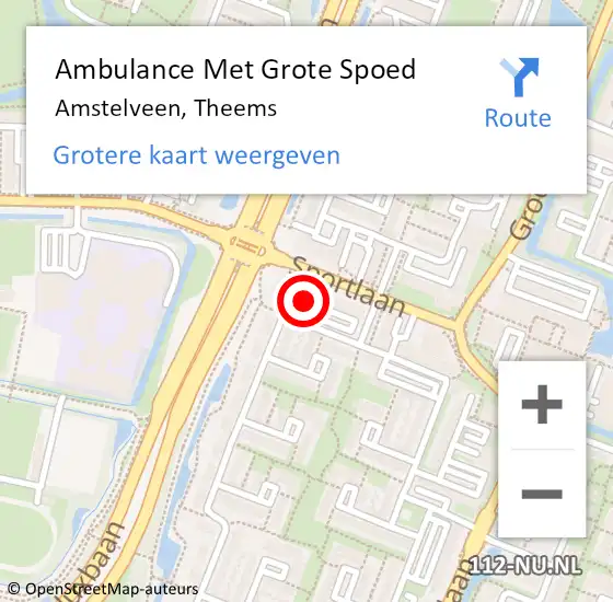 Locatie op kaart van de 112 melding: Ambulance Met Grote Spoed Naar Amstelveen, Theems op 22 oktober 2020 05:44