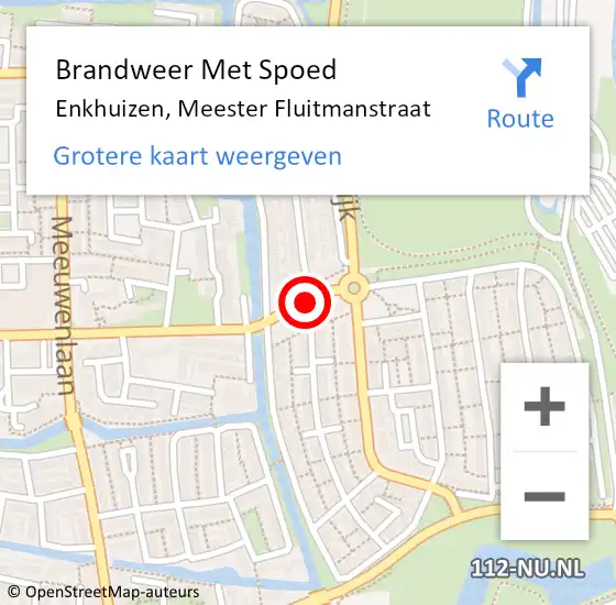 Locatie op kaart van de 112 melding: Brandweer Met Spoed Naar Enkhuizen, Meester Fluitmanstraat op 22 oktober 2020 06:12