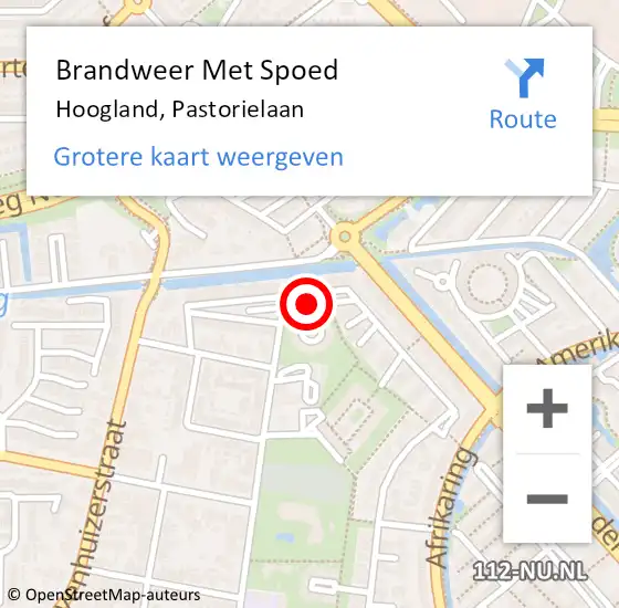 Locatie op kaart van de 112 melding: Brandweer Met Spoed Naar Hoogland, Pastorielaan op 22 oktober 2020 08:33