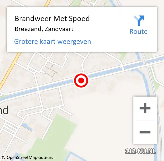 Locatie op kaart van de 112 melding: Brandweer Met Spoed Naar Breezand, Zandvaart op 22 oktober 2020 08:33