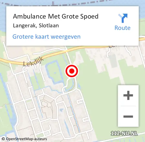 Locatie op kaart van de 112 melding: Ambulance Met Grote Spoed Naar Langerak, Slotlaan op 22 oktober 2020 11:00