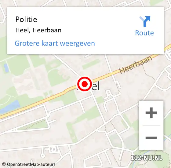 Locatie op kaart van de 112 melding: Politie Heel, Heerbaan op 22 oktober 2020 11:39