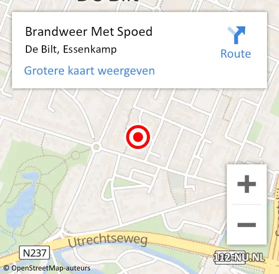 Locatie op kaart van de 112 melding: Brandweer Met Spoed Naar De Bilt, Essenkamp op 22 oktober 2020 12:46