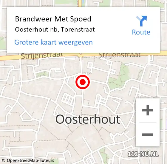 Locatie op kaart van de 112 melding: Brandweer Met Spoed Naar Oosterhout nb, Torenstraat op 22 oktober 2020 12:47