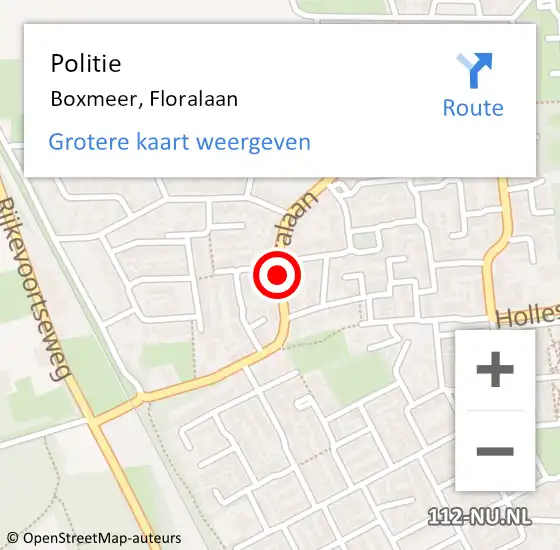 Locatie op kaart van de 112 melding: Politie Boxmeer, Floralaan op 22 oktober 2020 13:40