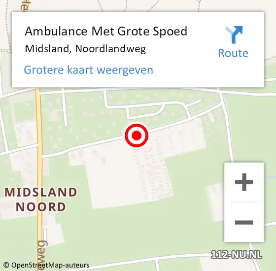Locatie op kaart van de 112 melding: Ambulance Met Grote Spoed Naar Midsland, Noordlandweg op 22 mei 2014 13:39