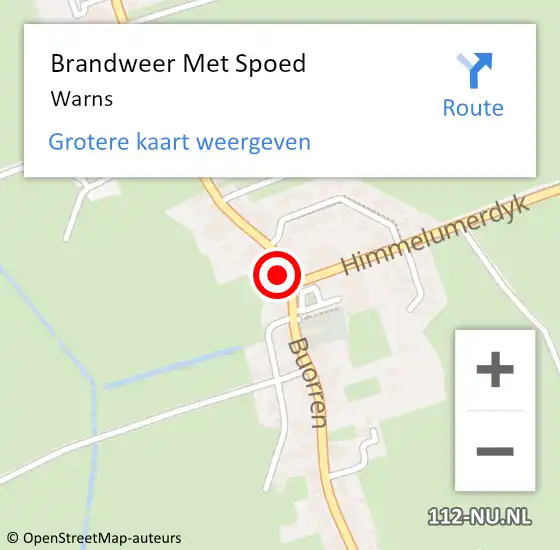 Locatie op kaart van de 112 melding: Brandweer Met Spoed Naar Warns op 22 oktober 2020 15:03