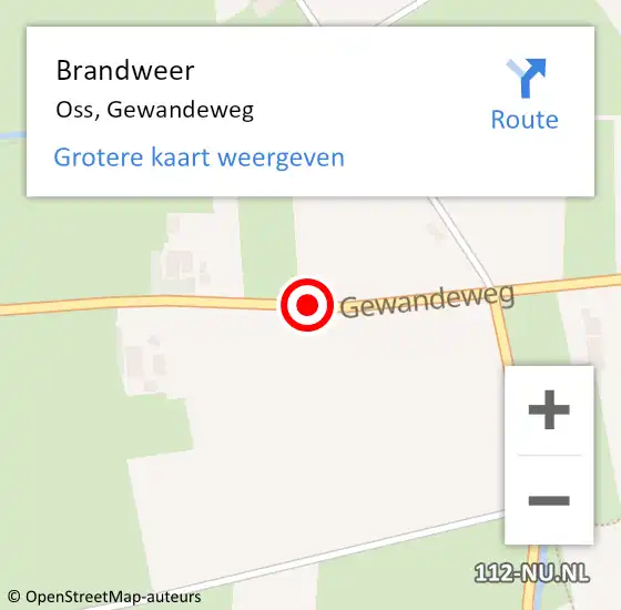 Locatie op kaart van de 112 melding: Brandweer Oss, Gewandeweg op 22 oktober 2020 15:41