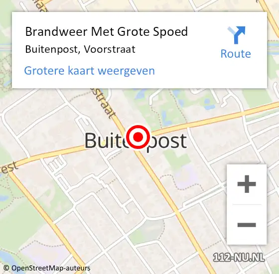 Locatie op kaart van de 112 melding: Brandweer Met Grote Spoed Naar Buitenpost, Voorstraat op 22 oktober 2020 17:24