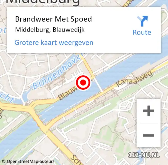 Locatie op kaart van de 112 melding: Brandweer Met Spoed Naar Middelburg, Blauwedijk op 22 oktober 2020 17:57