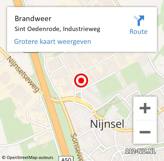 Locatie op kaart van de 112 melding: Brandweer Sint Oedenrode, Industrieweg op 22 mei 2014 14:05