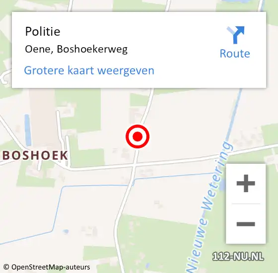Locatie op kaart van de 112 melding: Politie Oene, Boshoekerweg op 22 oktober 2020 18:53