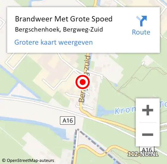 Locatie op kaart van de 112 melding: Brandweer Met Grote Spoed Naar Bergschenhoek, Bergweg-Zuid op 22 oktober 2020 19:47