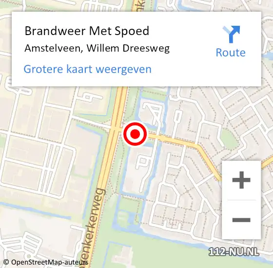 Locatie op kaart van de 112 melding: Brandweer Met Spoed Naar Amstelveen, Willem Dreesweg op 22 oktober 2020 21:13