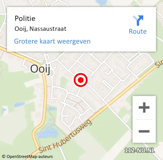 Locatie op kaart van de 112 melding: Politie Ooij, Nassaustraat op 22 oktober 2020 22:53