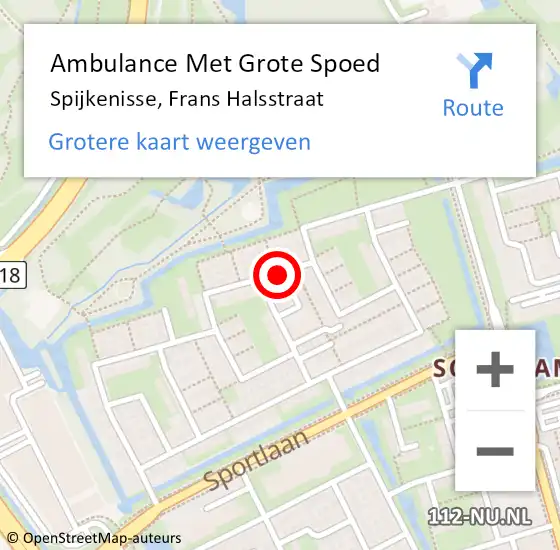 Locatie op kaart van de 112 melding: Ambulance Met Grote Spoed Naar Spijkenisse, Frans Halsstraat op 22 oktober 2020 22:57