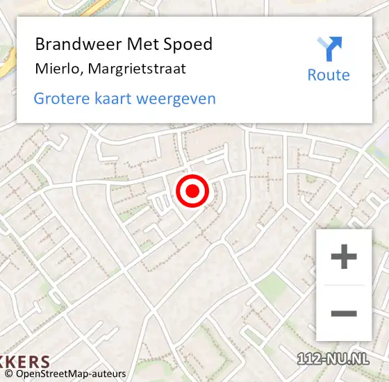 Locatie op kaart van de 112 melding: Brandweer Met Spoed Naar Mierlo, Margrietstraat op 22 oktober 2020 22:58