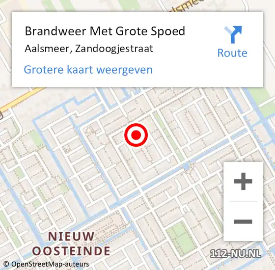 Locatie op kaart van de 112 melding: Brandweer Met Grote Spoed Naar Aalsmeer, Zandoogjestraat op 2 oktober 2013 18:20