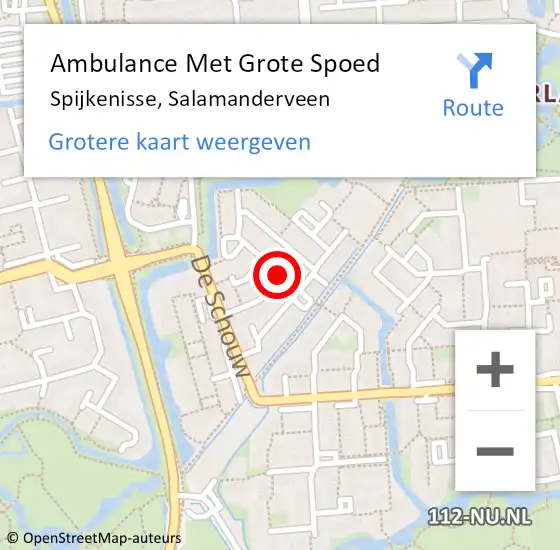 Locatie op kaart van de 112 melding: Ambulance Met Grote Spoed Naar Spijkenisse, Salamanderveen op 23 oktober 2020 00:03