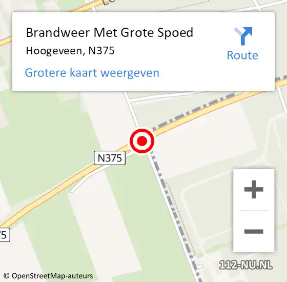 Locatie op kaart van de 112 melding: Brandweer Met Grote Spoed Naar Hoogeveen, N375 op 23 oktober 2020 05:07