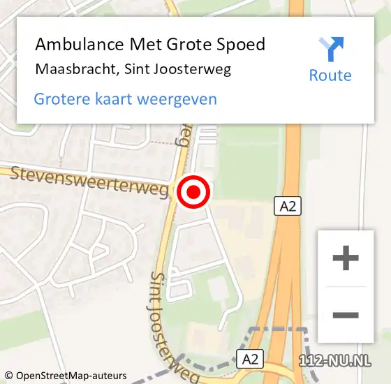 Locatie op kaart van de 112 melding: Ambulance Met Grote Spoed Naar Maasbracht, Sint Joosterweg op 23 oktober 2020 07:03