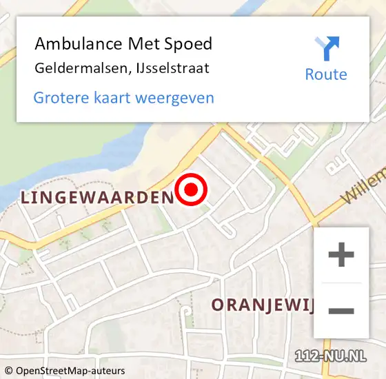 Locatie op kaart van de 112 melding: Ambulance Met Spoed Naar Geldermalsen, IJsselstraat op 23 oktober 2020 07:12