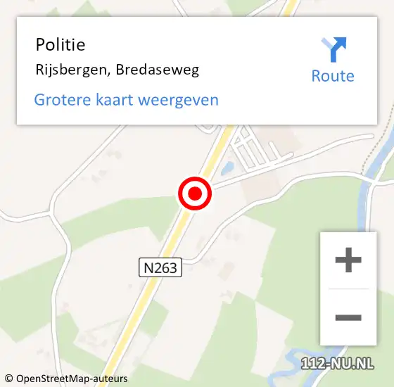 Locatie op kaart van de 112 melding: Politie Rijsbergen, Bredaseweg op 23 oktober 2020 08:41