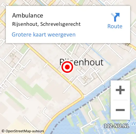 Locatie op kaart van de 112 melding: Ambulance Rijsenhout, Schrevelsgerecht op 23 oktober 2020 09:45