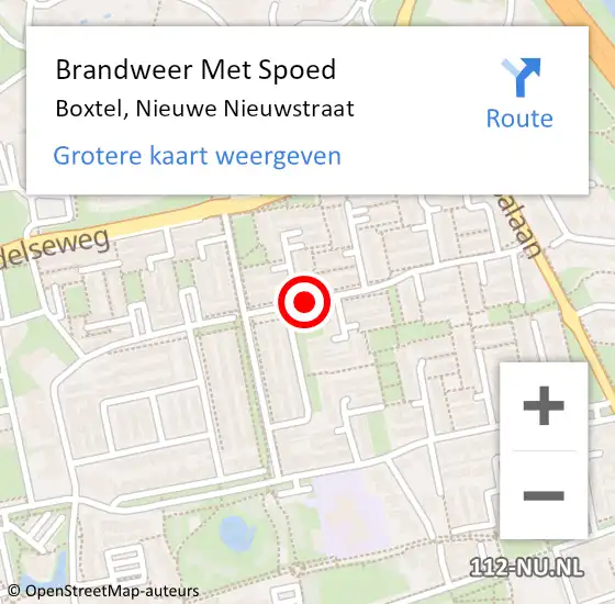 Locatie op kaart van de 112 melding: Brandweer Met Spoed Naar Boxtel, Nieuwe Nieuwstraat op 23 oktober 2020 10:08