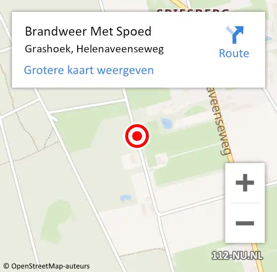 Locatie op kaart van de 112 melding: Brandweer Met Spoed Naar Grashoek, Helenaveenseweg op 23 oktober 2020 11:13