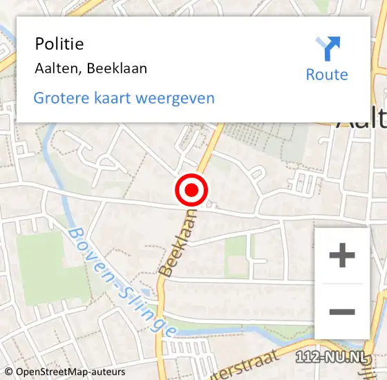 Locatie op kaart van de 112 melding: Politie Aalten, Beeklaan op 23 oktober 2020 11:28