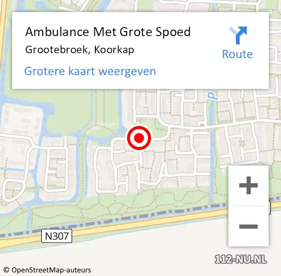 Locatie op kaart van de 112 melding: Ambulance Met Grote Spoed Naar Grootebroek, Koorkap op 23 oktober 2020 11:47