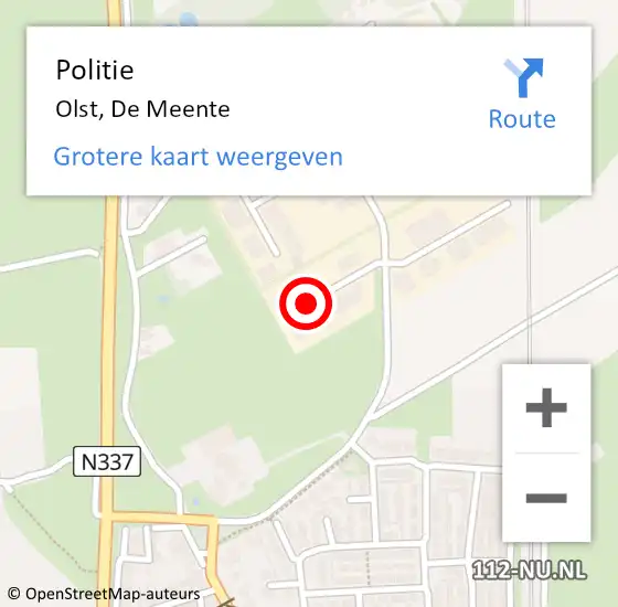 Locatie op kaart van de 112 melding: Politie Olst, De Meente op 23 oktober 2020 11:49