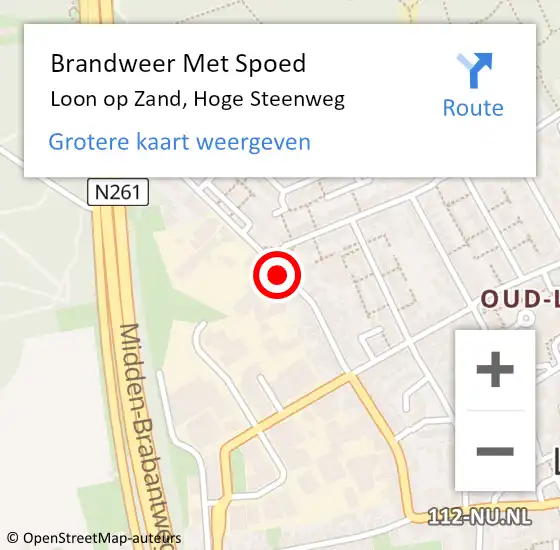 Locatie op kaart van de 112 melding: Brandweer Met Spoed Naar Loon op Zand, Hoge Steenweg op 23 oktober 2020 12:07