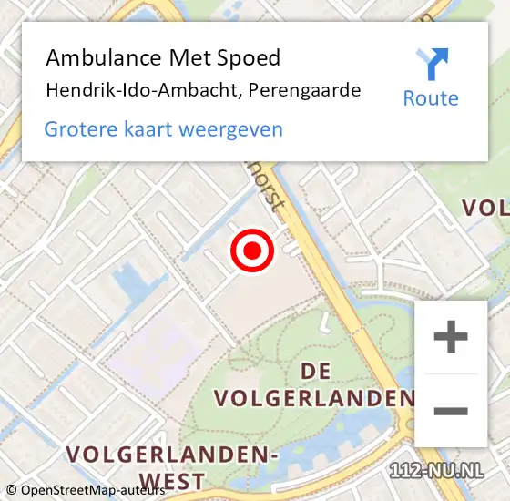 Locatie op kaart van de 112 melding: Ambulance Met Spoed Naar Hendrik-Ido-Ambacht, Perengaarde op 23 oktober 2020 13:31
