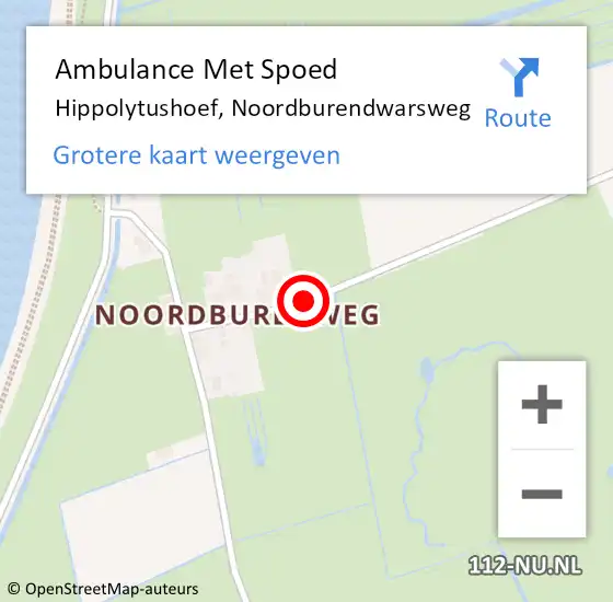 Locatie op kaart van de 112 melding: Ambulance Met Spoed Naar Hippolytushoef, Noordburendwarsweg op 23 oktober 2020 13:39