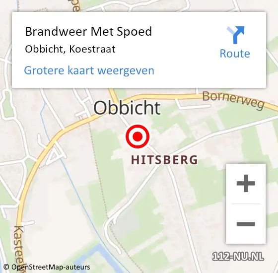 Locatie op kaart van de 112 melding: Brandweer Met Spoed Naar Obbicht, Koestraat op 23 oktober 2020 14:48