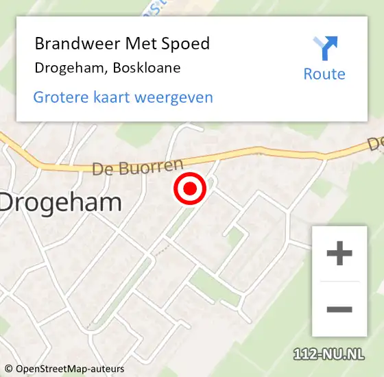 Locatie op kaart van de 112 melding: Brandweer Met Spoed Naar Drogeham, Boskloane op 2 oktober 2013 18:27