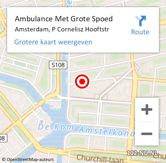 Locatie op kaart van de 112 melding: Ambulance Met Grote Spoed Naar Amsterdam, P Cornelisz Hooftstr op 23 oktober 2020 16:08