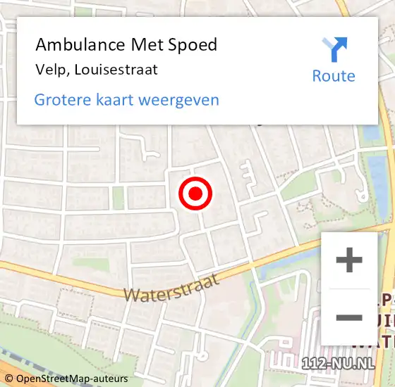 Locatie op kaart van de 112 melding: Ambulance Met Spoed Naar Velp, Louisestraat op 23 oktober 2020 17:11