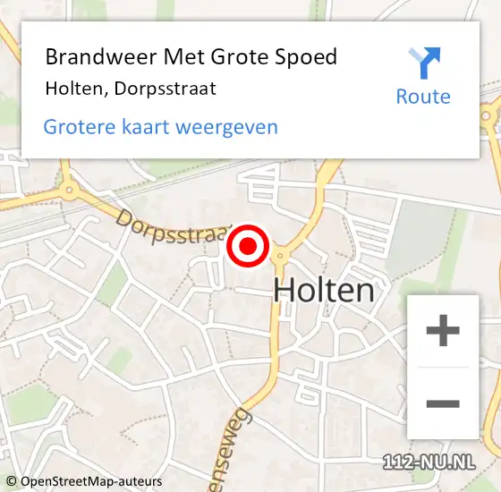 Locatie op kaart van de 112 melding: Brandweer Met Grote Spoed Naar Holten, Dorpsstraat op 23 oktober 2020 17:17