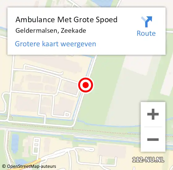 Locatie op kaart van de 112 melding: Ambulance Met Grote Spoed Naar Geldermalsen, Zeekade op 23 oktober 2020 17:43