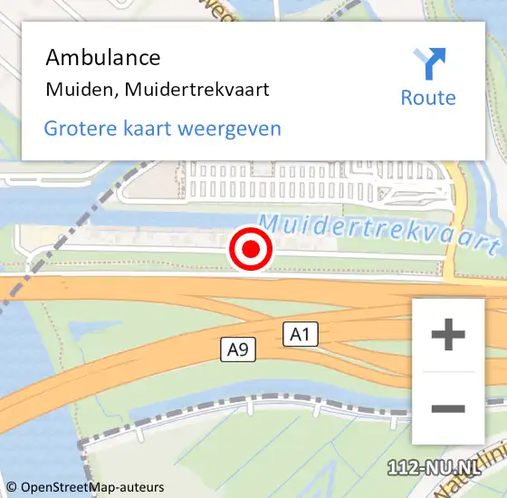 Locatie op kaart van de 112 melding: Ambulance Muiden, Muidertrekvaart op 23 oktober 2020 18:27