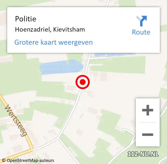 Locatie op kaart van de 112 melding: Politie Hoenzadriel, Kievitsham op 23 oktober 2020 19:24