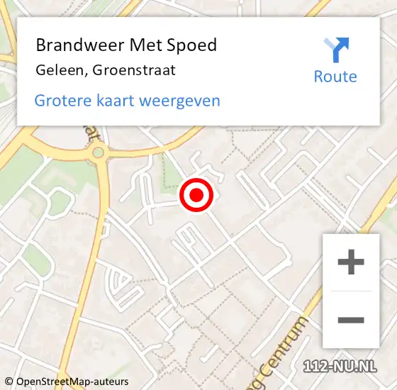 Locatie op kaart van de 112 melding: Brandweer Met Spoed Naar Geleen, Groenstraat op 23 oktober 2020 20:39