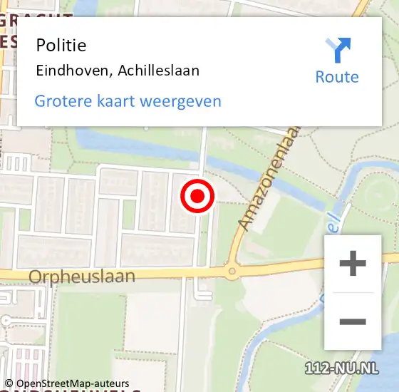 Locatie op kaart van de 112 melding: Politie Eindhoven, Achilleslaan op 23 oktober 2020 21:03