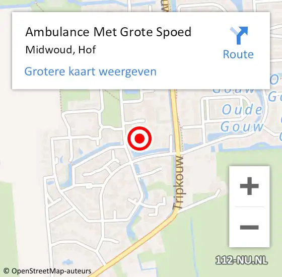 Locatie op kaart van de 112 melding: Ambulance Met Grote Spoed Naar Midwoud, Hof op 23 oktober 2020 21:27